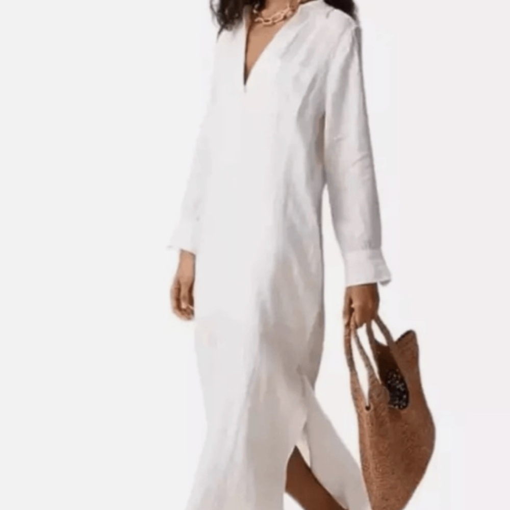 NWT Bungalow maxi popover dress in linen